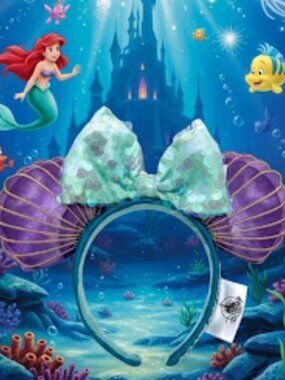 Disney Parks Ears Little Mermaid Ariel Purple Iridescent Minnie Ears NWT